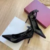Novo com caixa sapatos sociais de luxo tan-go salto alto bombas de couro envernizado preto vermelho damasco branco sandálias de designer de moda festa feminina sandália de casamento Eur 35-39