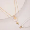 Pendant Necklaces 3 Pieces/Set Elegant White Resin Neck Chain For Women's Bohemian Shell Starfish Multi Layered Necklace 23789