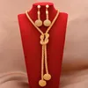 Ohrringe Halskette 24k afrikanisches vergoldetes Schmuckset für Frauen Perlenring Dubai Brautgeschenke Hochzeit Halsschmuck Set290S