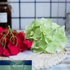 5pcs bleu fleurs artificielles en soie têtes d'hortensia pour la décoration de la maison grand mur de fond blanc fausses fleurs bricolage guirlande accessy Gixkn