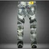 Big Size 42 2020 Europese Stijl Mannen Jeans Gaten Frazzled Jeans Mens Casual Leisure Denim Lange Broek Lichtblauw QQ0293255Y