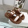 Clea Chunky Sandals Designer Triomphe Gladiator Sandal Women Leather Fishman Cinturino con fibbia regolabile Scivoli Pantofole Taglia 35-42 Scarpe con muli spessi e spessi