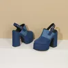 Sandals 2023 Women s Summer Fashion denim Color Contrast Platform High Heel Fishbill Shoes European and American Large Size 230718