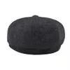 Gavroche Chapeaux BOTVELA Tweed Laine 8 pièces Noir Chevrons Gavroche Cap Hommes Classique 8-Quarter Panneau Style Casquettes Plates Femmes Béret Chapeau HKD230718