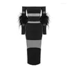 Vestidos casuais Ailigou 2023 verão feminino presente vestido de festa luxo pena manga longa malha patch preto branco bandagem apertado midi
