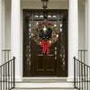 Декоративные цветы 41xb рождественская дверь венок с светодиодной освещенной рождественской сценой искусственной лук гирлянда