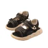 Sandaler Summer Toddler Sandaler Baby Girl Shoes Solid Color Läder Andningsbara pojkar Sneakers Barn Spädbarn Sport pojkar Black Sandals 230718