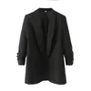 Women's Suits Women 2023 Fashion Spring -like Cuff Fold Blazer Coat Vintage Long Sleeve Relaxed Female Outerwear Chic