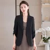 Costumes pour femmes Chic lâche femmes petit Blazer été boutons simples à lacets poignets femme surdimensionné costume veste bureau dame vêtements d'extérieur décontractés