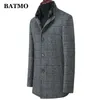 Mélanges de laine pour hommes BATMO 2023 nouveauté automne hiver laine trench à carreaux hommes hommes pardessus grande taille M-4XL A831 HKD230718