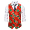 Mäns västar julhatttryck Mens kostym 2023 Merry Waistcoat Men Xmas Party Prom Costume Cosplay Clothes