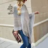 Women's Sweaters Fitshinling Oversized Poncho Femme Winter Sweater Knitwear Patchwork Vintage Boho Tops Fringe Irregular Cloak Loose Capes New L230718