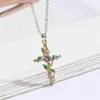 Pendant Necklaces Fashion Charm Rattan Leaf Cross Necklace Lady Gothic Crucifix And Easter Jewelry Party Festival Gift