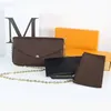 Lady Clutch Crossbody Felicie Pochette M61276ショルダーバッグハンドバッグデザイナーウォレット3 in 1レディースフラップバッグハイゴールドチェーンボックスダストバッグ