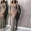 gold long sleeve slim sexy dress in season Luxurious Sequin Crystals Mermaid Gorgeous Evening Gowns Unique Design Prom Dresses282d