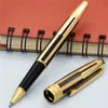 高品質の新しいブラックアンドゴールドストライプローラーボールペンボールポイントペン噴水ペン全体ギフト229F