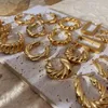Kolczyki obręczne Kształt ze stali nierdzewnej Kształt Rogaliki Chunky dla kobiet 18 -karatowe Złote Plane Twind Circle Biżuteria Prezenty