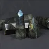 1PCナチュラルクリスタルポイントラブラドライト石収集可能な癒しレイキ磨かれたクォーツワンドタワーチャクラストーンズホームデコレーションギフト