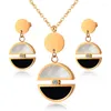 Collier Boucles d'oreilles Ensembles de pendentifs de coquille de mode pour femmes Colliers de couleur or collier en acier inoxydable