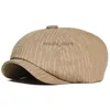 قبعات Newsboy أزياء مخطط كاب كاب القطن الذروة مثمن القبعة خمر Berets casual bisor Gatsby Flat Ivy Hat HKD230718