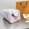 2023 bolsa de higiene masculina tie dye grafite bolsa de viagem bolsa de armazenamento de cosméticos monogramas estojo de maquiagem para mulheres com zíper duplo aberto