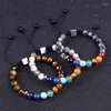 Strand Reiki Naturstein geflochtenes Armband Kaffee Achate Labradorit Tigerauge 7 Chakra Armbänder Yoga Heilung Schmuck Meditation