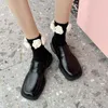 Sapatos sociais Moda Feminina Couro 2023 Outono Casuais Sapatilhas Plataforma Escritório Oxfords Mocassins Barco Preto