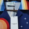 Мужские повседневные рубашки Summer Casablanca Shirt Orange Moon Step Print Fashion Fashion Long Elive Real PO 230718