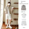 Men's Tracksuits Summer Suit Vest Shirt Shorts Three-piece Loose Casual Lapel Light Mature Wear A Complete Set Of Matching