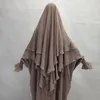 Hijabs Khimar Deux Couche Jazz Crêpe Double Couches De Haute Qualité Musulman Modeste Mode Prière Longue Hijab En Gros Islamique Vêtements 230717