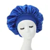 Cuffia alta da donna con elastico per acconciature Cuffie da doccia Cuffia in raso solido Foulard per la cura dei capelli lunghi Cappello da notte in seta
