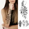 Snake Flower Rose tymczasowy tatuaż naklejka piwonia wodoodporne tatuaże słonecznik Armband Arm Arm Arm Fake Rleeve Tattoo Kobiet dziewczyna