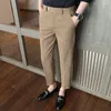 Costumes pour hommes hommes pantalons robe costume décontracté longue mode droite mince pieds Streetwear pantalon mâle D173