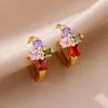 Brincos de argola colorido zircão cruz para mulheres cor de ouro aço inoxidável 2023 tendências de luxo designer de joias aretes mujer