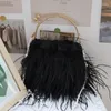 Bolsas de noite Cabelo de avestruz Fada Bolsas femininas Corrente de pérolas Bolsas de luxo moda de penas com borla ombro bolsa para festa de casamento