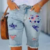 Jeans da donna Star Flag Print Casual Tasca a vita media Spazzolato Strappato Jag Cords Jean Tute Pantaloni da donna per taglia 20