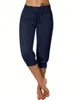 Lu Women Capri Pants Solid Color Mid-Calf Lady Mid Rise Goples banction