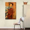 Portrait abstrait Toile Art Autoportrait Amedeo Modigliani Peinture À La Main Contemporain Décor À La Maison