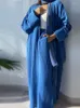Etnisk kläder Bomull Öppna Abaya för kvinnor vanlig avslappnad islamisk lång klänning Muslimsk dubai turkiska kimono cardigan blygsamhet party outfit sommar
