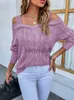 Женские свитера Fitshinling Twist Vintage Sweater Женская вязаная одежда с плеч изделия из трикотажного с длинным рукавом Джерси J230718 J230718