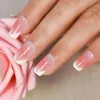 Faux ongles 24 pièces clair Nude fleur de pêcher dégradé presse sur carré moyen V français réutilisable acrylique ongles Art conseils faux