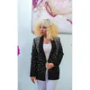 Costumes pour femmes BODYCON femmes élégantes perle perles à manches longues col cranté point ouvert Blazer mode rue Chic bureau dame femme Blazers