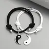 Charm-Armbänder Tai Chi Yin Yang Paare Schwarz Weiß Seil Armband Anhänger Verstellbarer Zopf Passender Liebhaberschmuck
