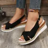 Sandália elegante peep toe wedge para mulher verão plataforma leve gladiador sapatos mulher plus size antiderrapante praia