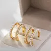 Stud Earrings Minimalist Simulated Pearls Twist Round Circle Fashion Rhinesotne Piercing Cartilage Female Korean Gifts