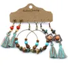 Boucles d'oreilles pendantes lustre en forme spéciale ensemble de 3 pièces gland bois de pin naturel perle épis de blé goutte d'oreille