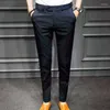 Ternos masculinos 2023 verão elástico de seda gelo calça social masculina fino casual escritório social terno respirável streetwear calças W25