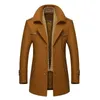 Herren Wollmischungen Winter Herren Wollmäntel Neue Mode Mittlerer Langer Schalkragen Baumwolle Gefüttert Dicker Warmer Wollmantel Trenchcoat Mantel M-5Xl HKD230718