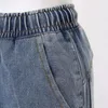 Mäns jeans män tunna sommartrend smala stretch löst rakt ben casual denim capri shorts utomhus kläder