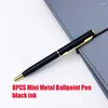 8 Pçs Mini Caneta de Assinatura de Metal Haste de Aço Inoxidável Escrita Rotativa Esferográfica de Tinta Azul Preta Material de Escritório Artigos de Papelaria